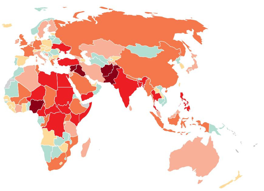 Страны с терроризмом. Глобальный индекс терроризма. Клобальный индек с терроризма. Террористические страны. Страны по уровню терроризма.